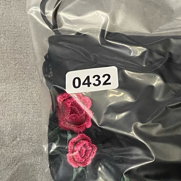 New! For Love & Lemons Roja Black Pink Rose Embroidered Slip Dress 10432 - Picture 9 of 9